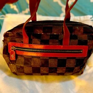 Vintage Distressed Checkerboard Handbag